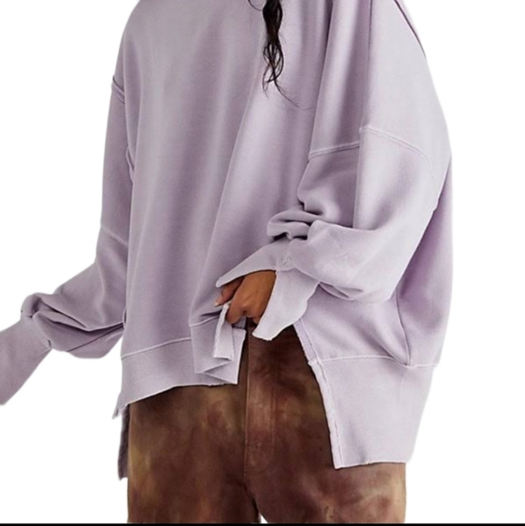 NWT FREE PEOPLE GREEN Adventure CAMDEN OVERSIZED PULLOVER Sweatshirt We The Free - Picture 7 of 14